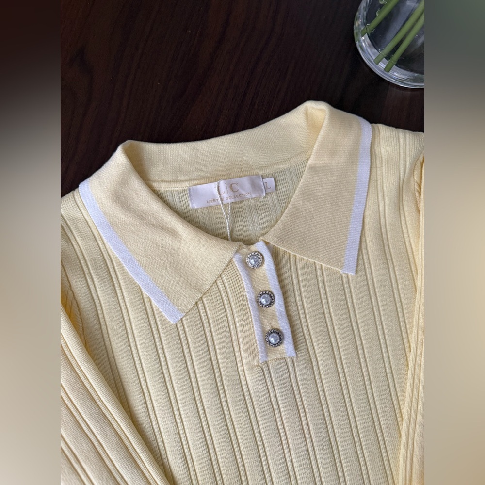 Yellow Ralph Lauren Inspired Rib Knit Sweater - Picture 2 of 11